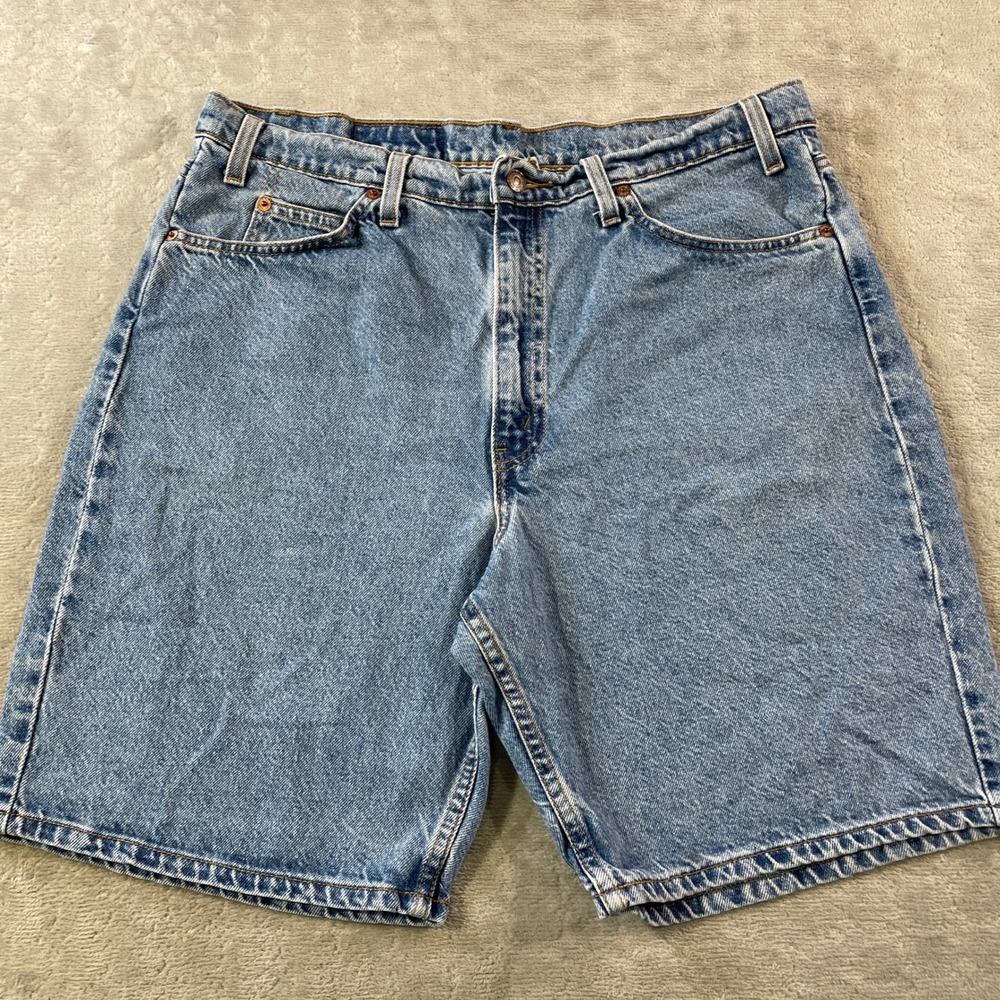 Vintage Levis 550 Relaxed Fit Denim Shorts Mens 36 Light Wash Orange Tab 1996